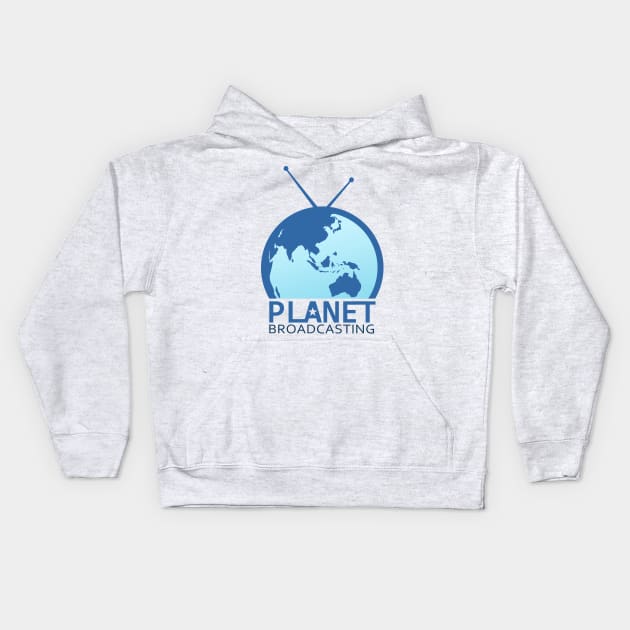 Planet Broadcasting Logo Kids Hoodie by Mr Sunday Movies